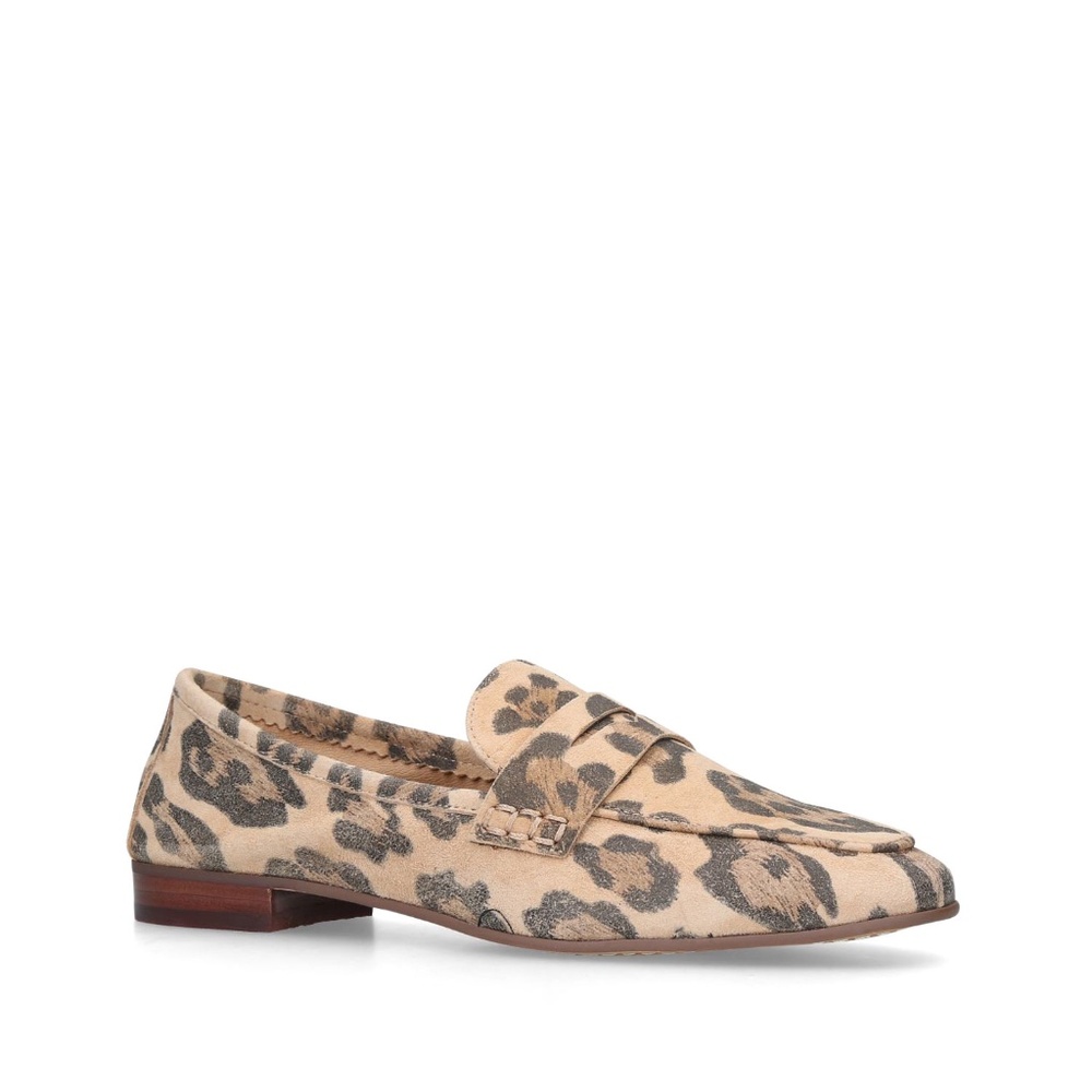 Vince Camuto Womens Macinda Flats Penny Loafers Brown Leopard Suede